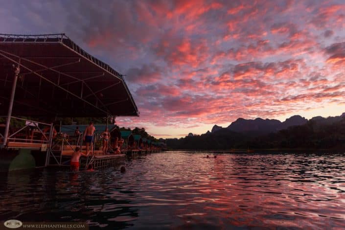 Therainforest camp sunset